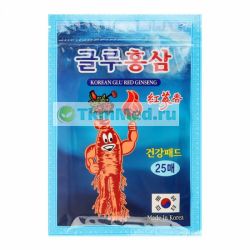 Корейский пластырь с красным женьшенем (синяя упаковка), 25 шт